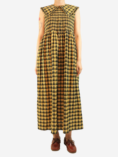 Yellow seersucker check smock dress - size UK 8 Dresses Ganni 