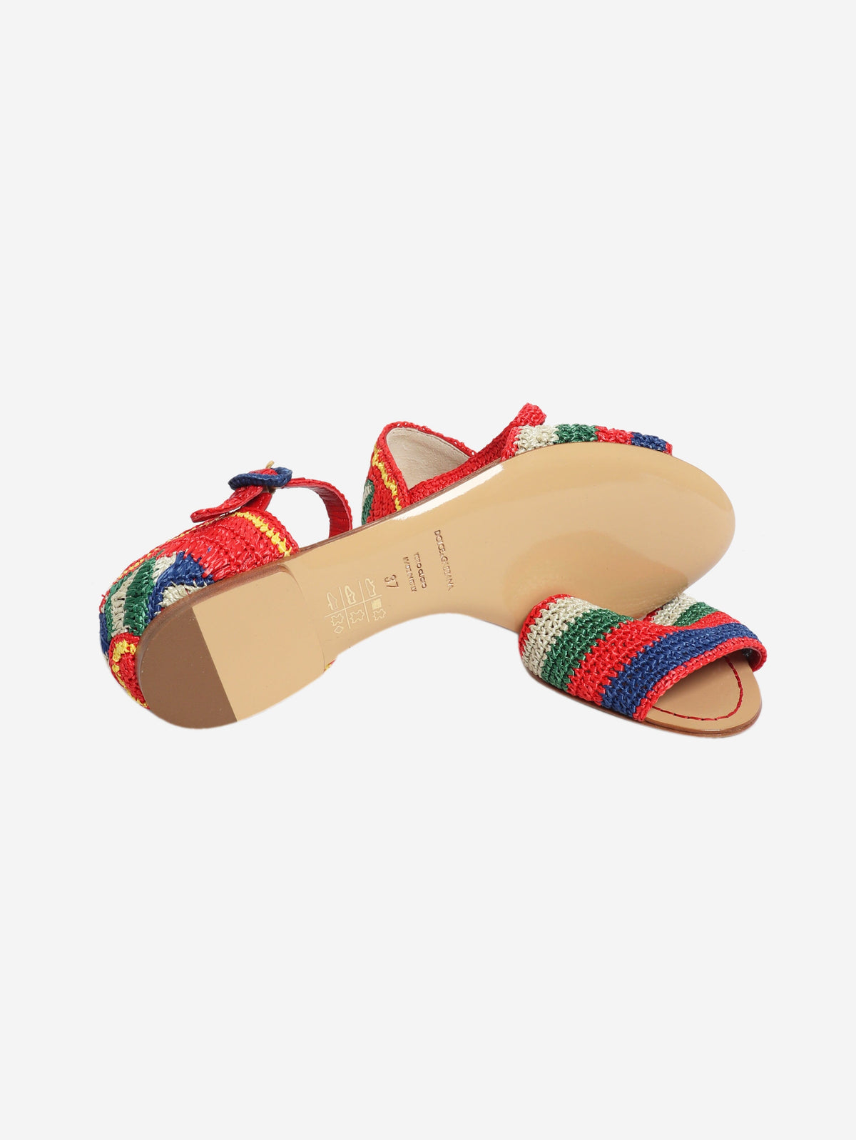 Multi-coloured raffia sandals - size EU 37 Flat Shoes Dolce & Gabbana 