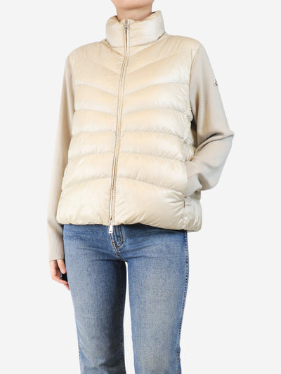 Neutral puffer jacket with knit sleeves - size L Coats & Jackets Moncler 