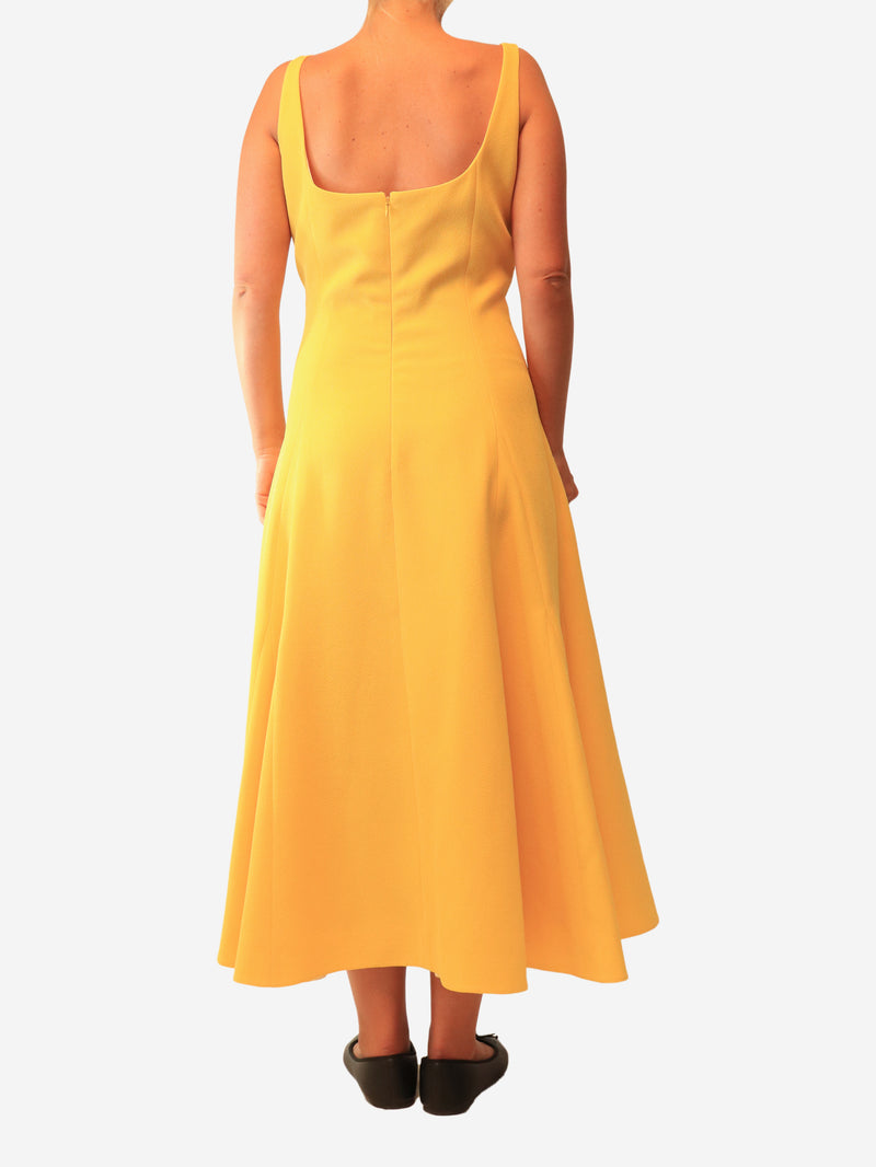 Yellow A-line maxi dress - size UK 16
