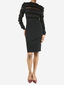 Oscar De La Renta Black ruffled midi dress - size XS