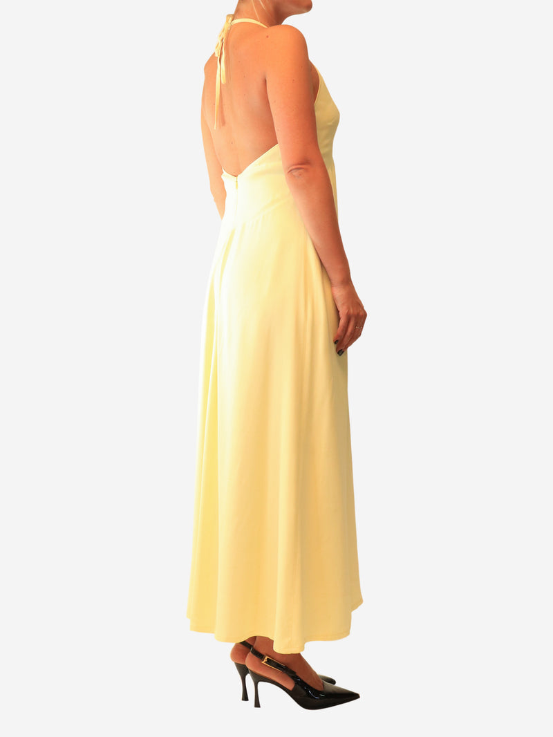 Yellow halterneck maxi dress - size UK 12