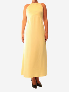 Yellow halterneck maxi dress - size UK 12