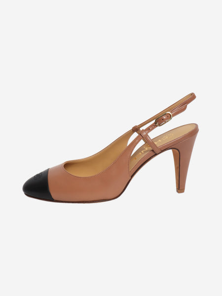 Brown leather slingback heels - size EU 38 product image