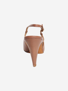 Brown leather slingback heels - size EU 38
