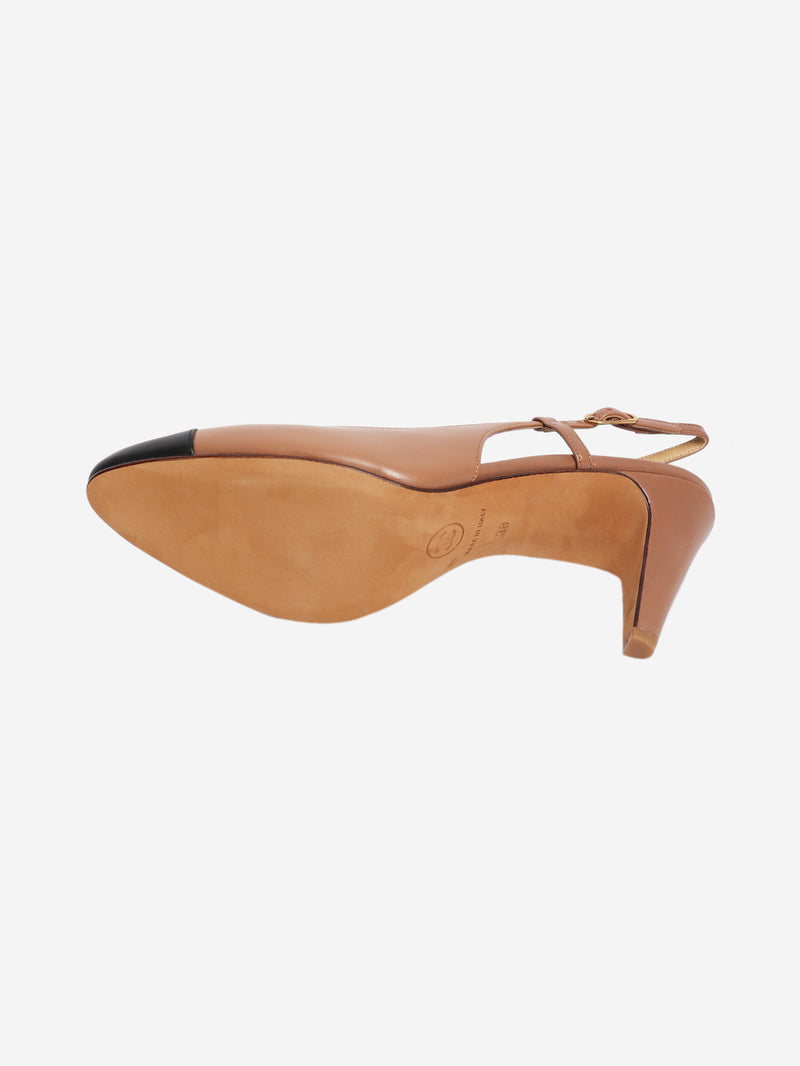 Brown leather slingback heels - size EU 38