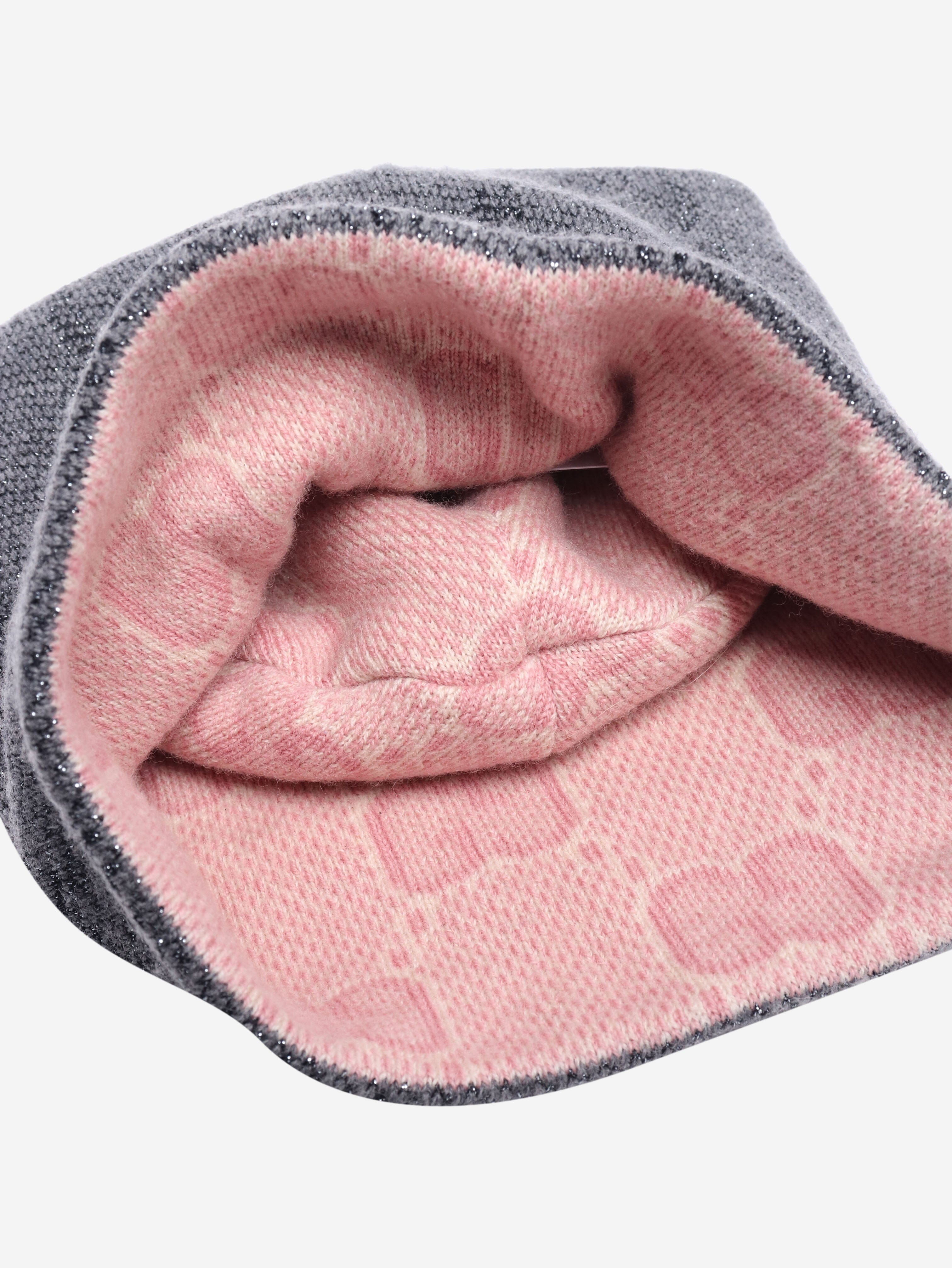Grey and pink reversible knit beanie Hats Gucci 