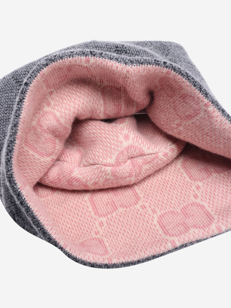 Grey and pink reversible knit beanie Hats Gucci 