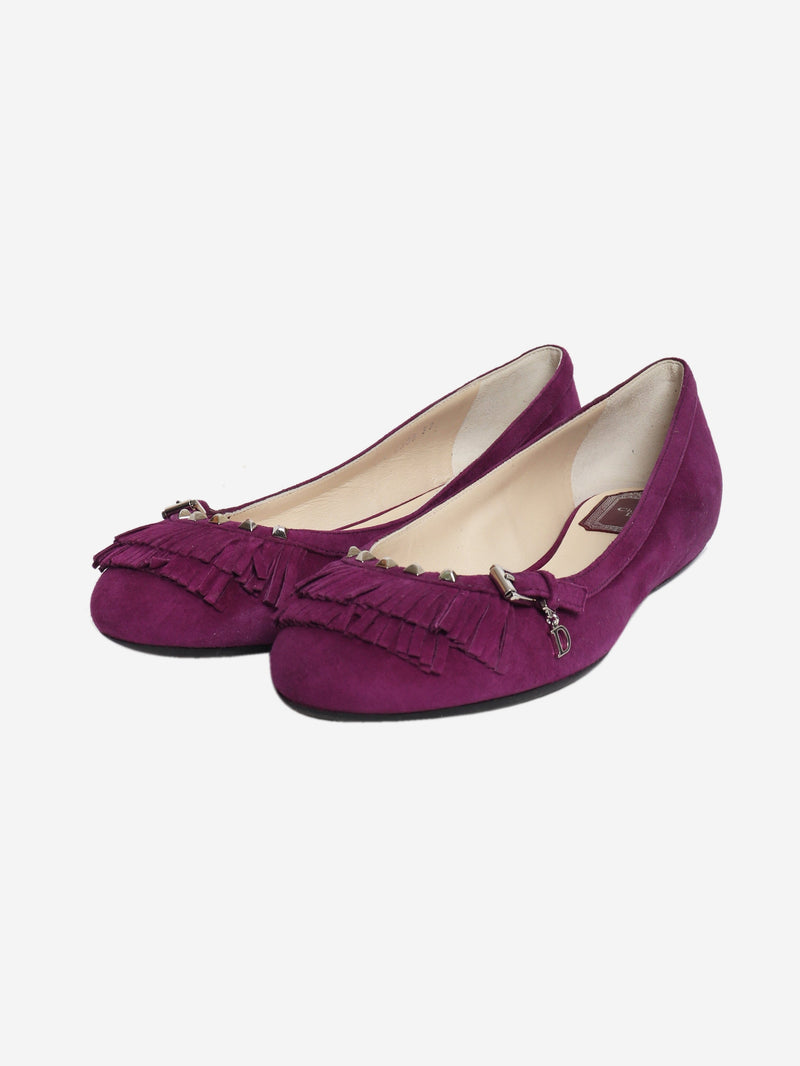 Vintage purple suede tassel-detail ballet flats - size EU 37 Flat Shoes Dior 