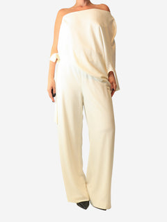 Cream one-shoulder jumpsuit - size UK 16