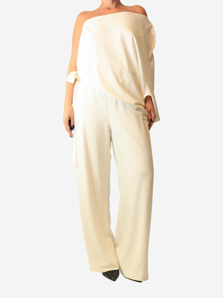 Cream one-shoulder jumpsuit - size UK 16 product image