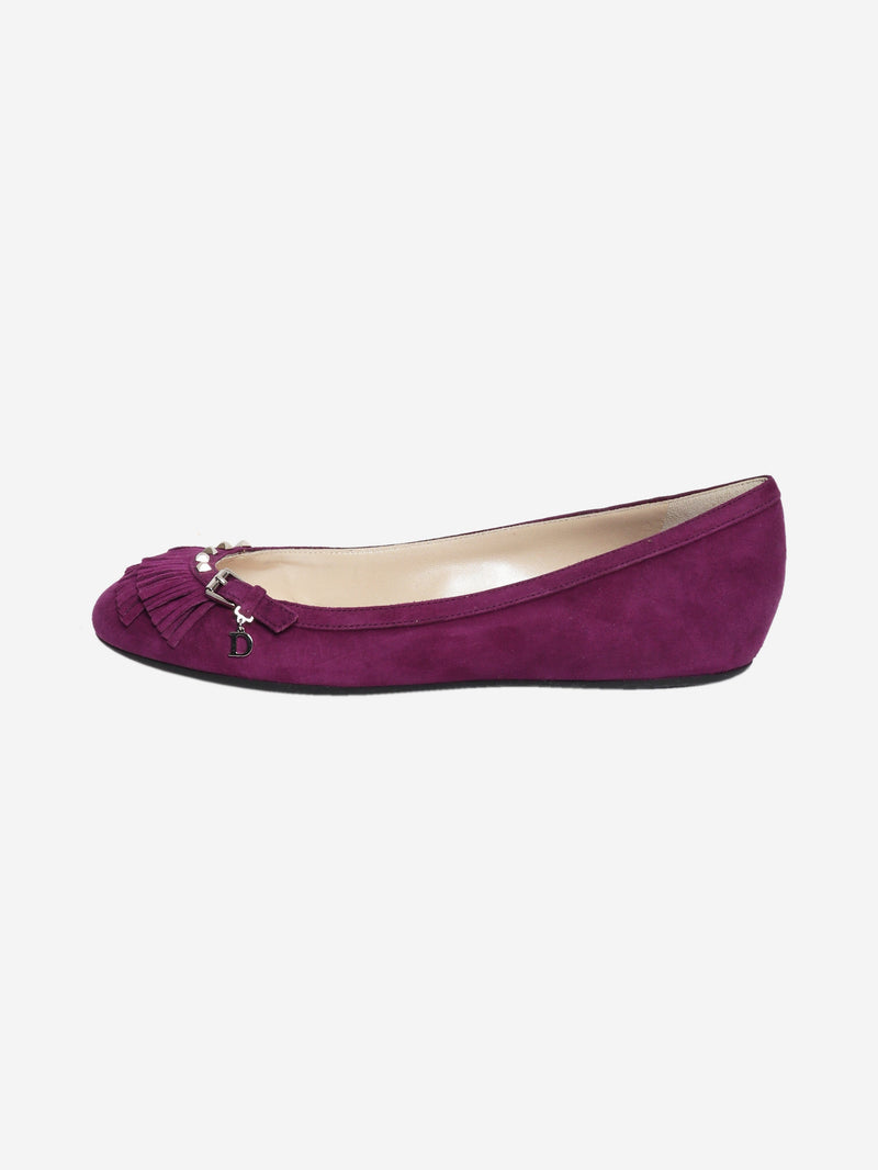 Vintage purple suede tassel-detail ballet flats - size EU 37 Flat Shoes Dior 