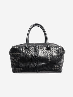 Black python Intrecciato top handle bag
