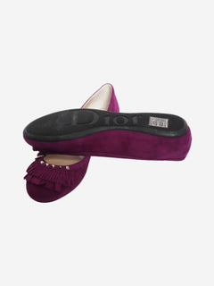 Vintage purple suede tassel-detail ballet flats - size EU 37 Flat Shoes Dior 