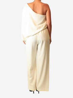 Cream one-shoulder jumpsuit - size UK 16