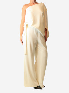 Cream one-shoulder jumpsuit - size UK 16