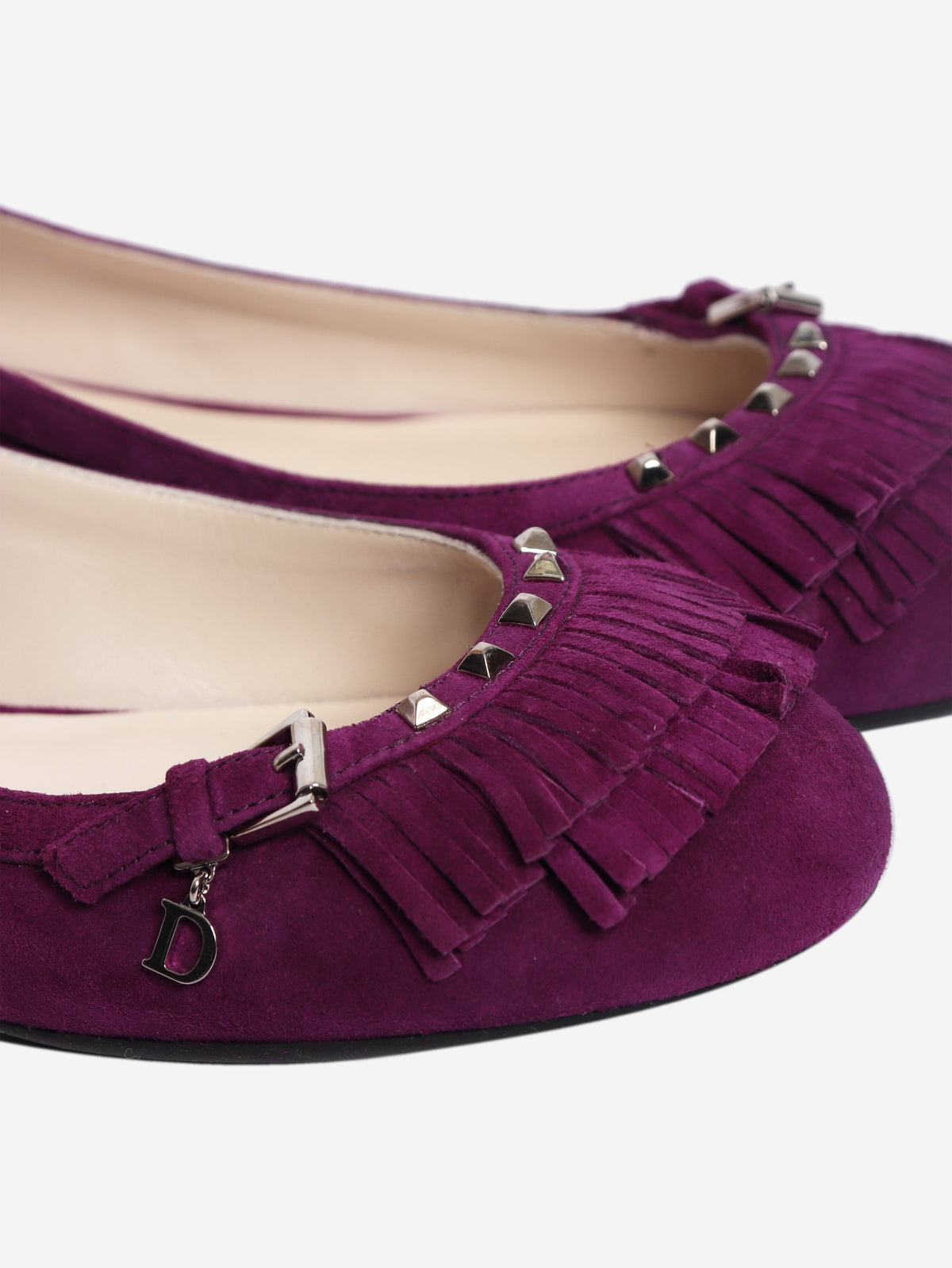 Vintage purple suede tassel-detail ballet flats - size EU 37 Flat Shoes Dior 