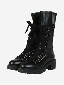 Christian Dior Black D-Fight leather calf-high boots - size EU 38