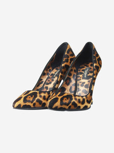 Dolce & Gabbana Brown calf-hair leopard print pumps - size EU 37