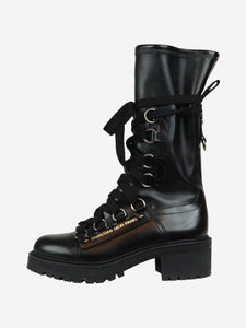 Christian Dior Black D-Fight leather calf-high boots - size EU 38