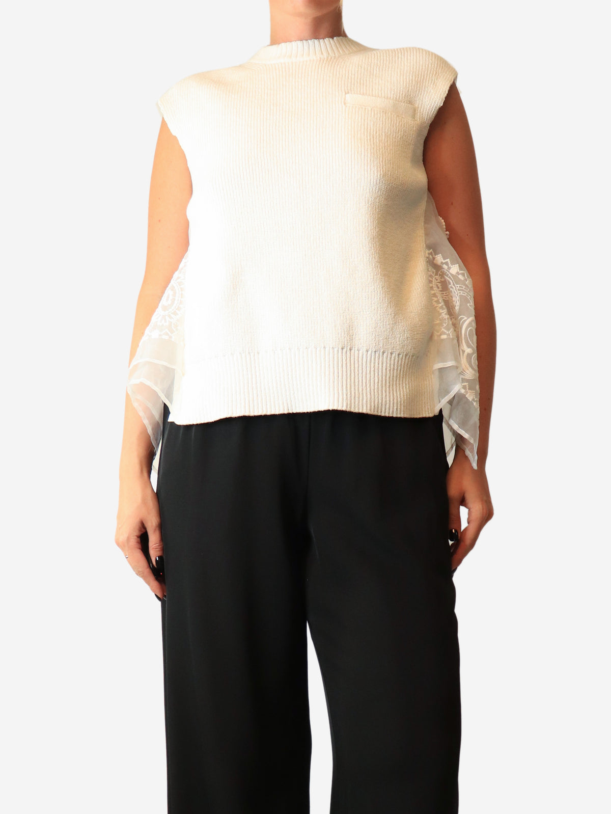 White open-back knit vest - size S