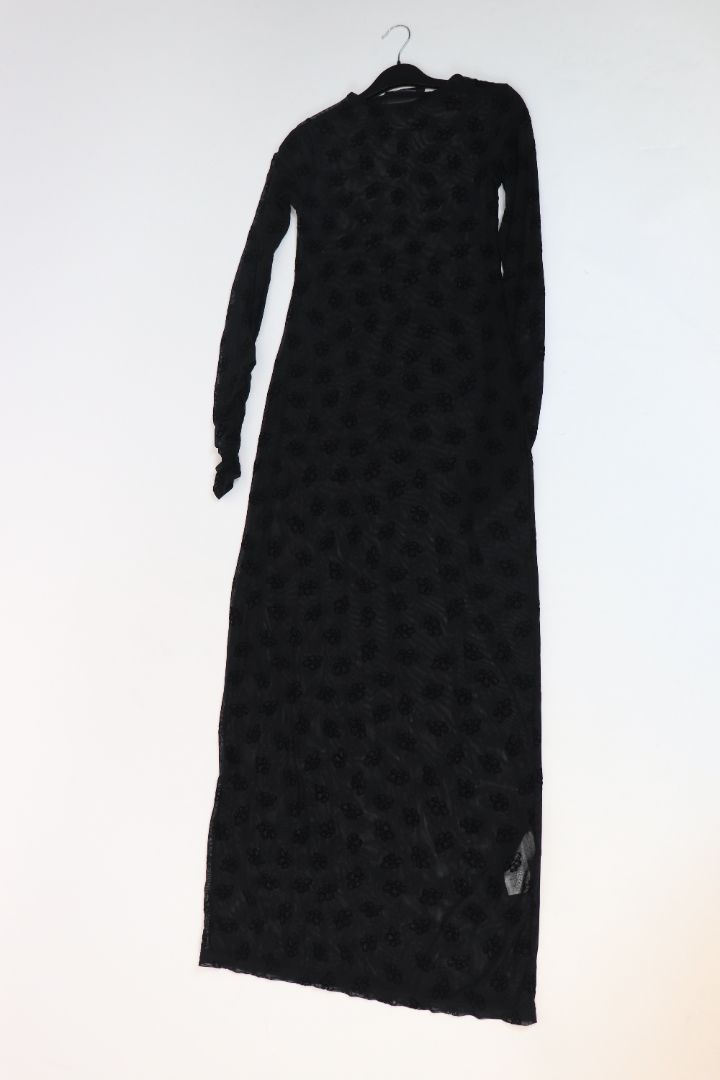 Black floral print mesh maxi dress - size S