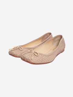 Neutral snakeskin ballet flats - size EU 37.5 Flat Shoes Christian Louboutin 