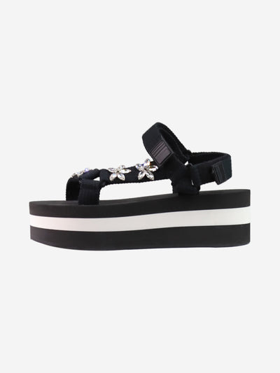 Black platform striped sandals - size EU 40 Flat Sandals Marni 