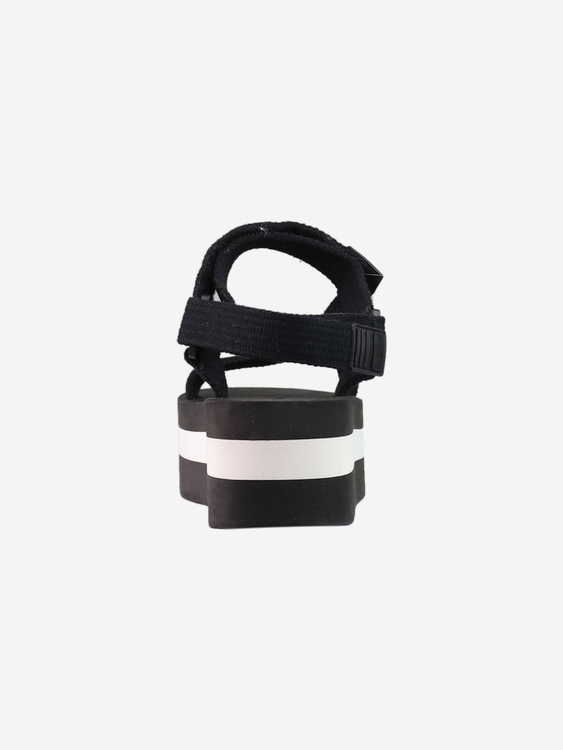Black platform striped sandals - size EU 40 Flat Sandals Marni 