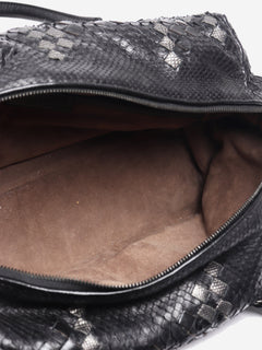 Black python Intrecciato top handle bag