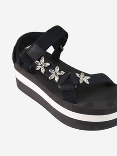 Black platform striped sandals - size EU 40 Flat Sandals Marni 