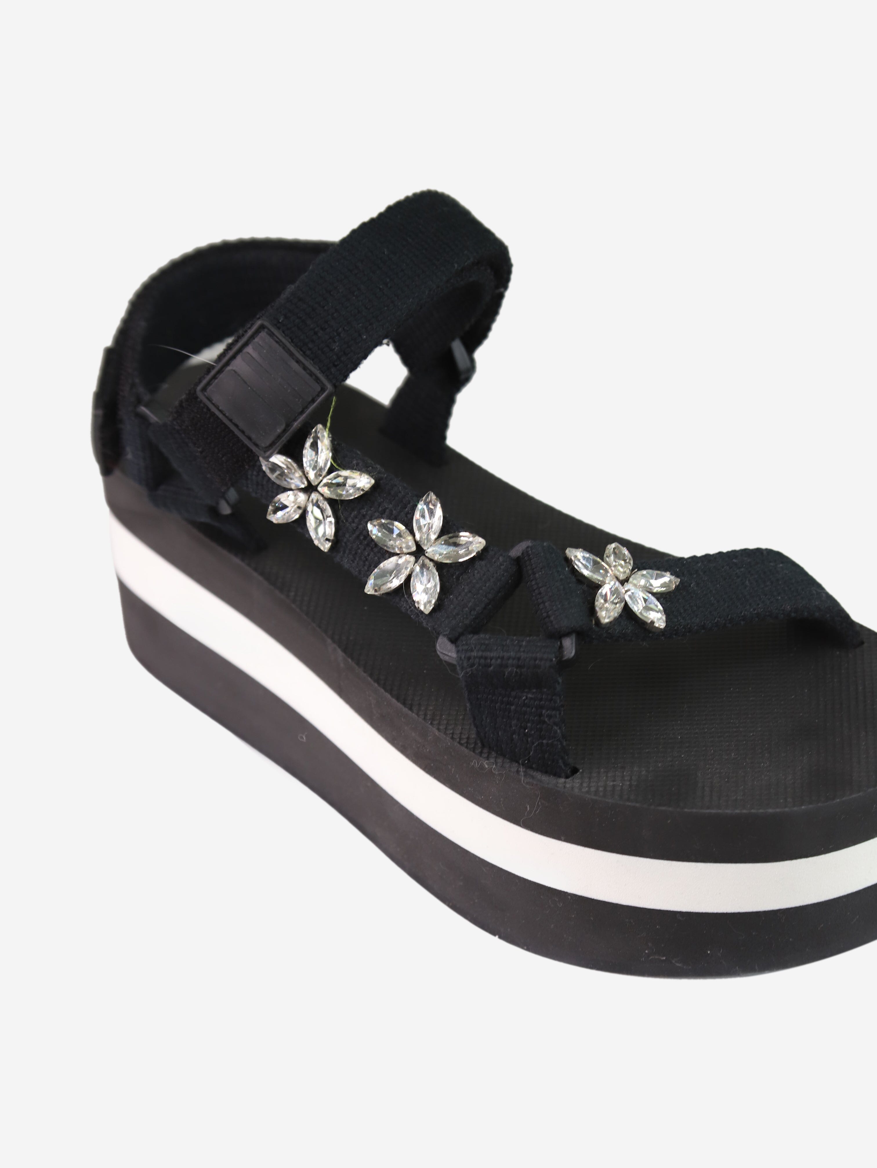 Black platform striped sandals - size EU 40 Flat Sandals Marni 