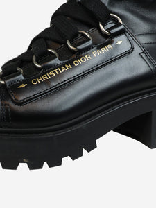 Christian Dior Black D-Fight leather calf-high boots - size EU 38