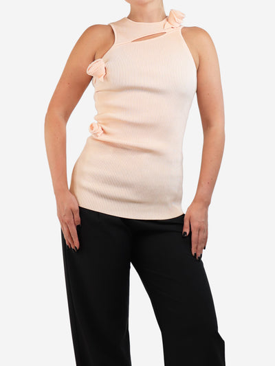 Peach ribbed tank top with rose - size S Tops Coperni 