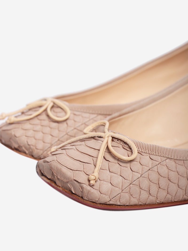 Neutral snakeskin ballet flats - size EU 37.5 Flat Shoes Christian Louboutin 
