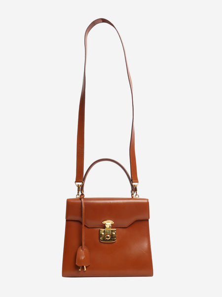 Brown leather Lady Lock bag alternate image