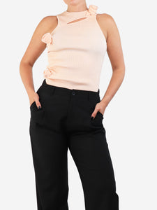 Coperni Peach ribbed tank top with rose - size S