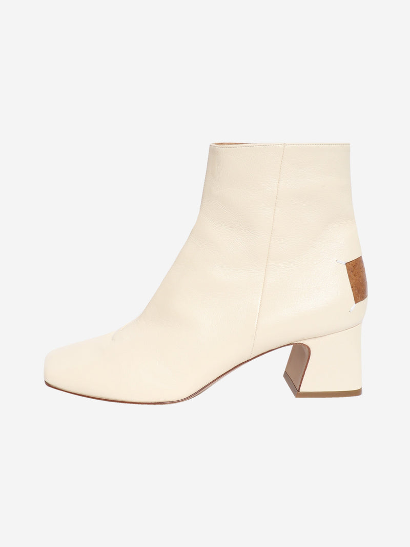 Cream leather square-toe ankle boots - size EU 41 (UK 8) Boots Maison Margiela 