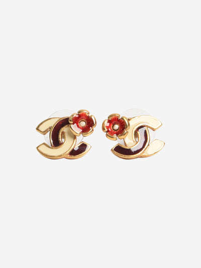 Gold-plated Coco Mark 03P floral earrings Earrings Chanel 