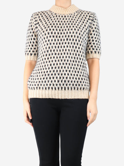 Beige and black wool short sleeve jumper - size UK 10 Knitwear Marni 