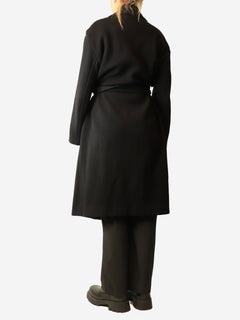 Black thick coat with belt - size UK 10