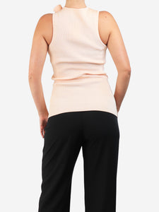 Coperni Peach ribbed tank top with rose - size S