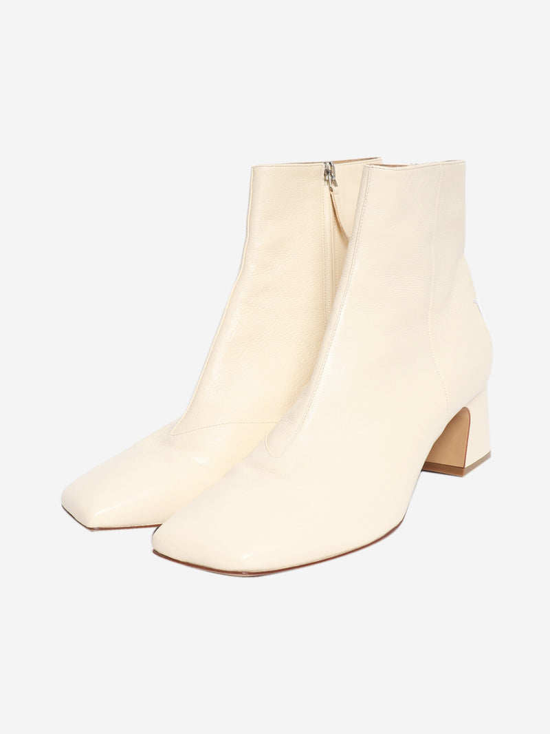 Cream leather square-toe ankle boots - size EU 41 (UK 8) Boots Maison Margiela 