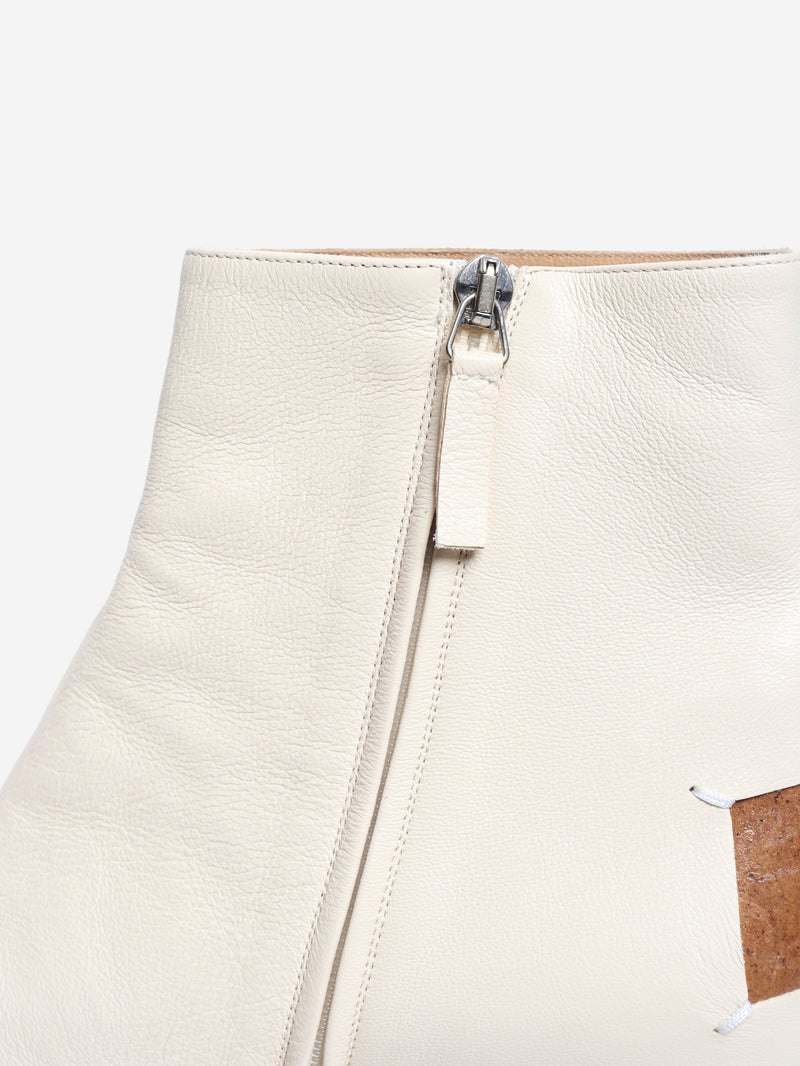 Cream leather square-toe ankle boots - size EU 41 (UK 8) Boots Maison Margiela 