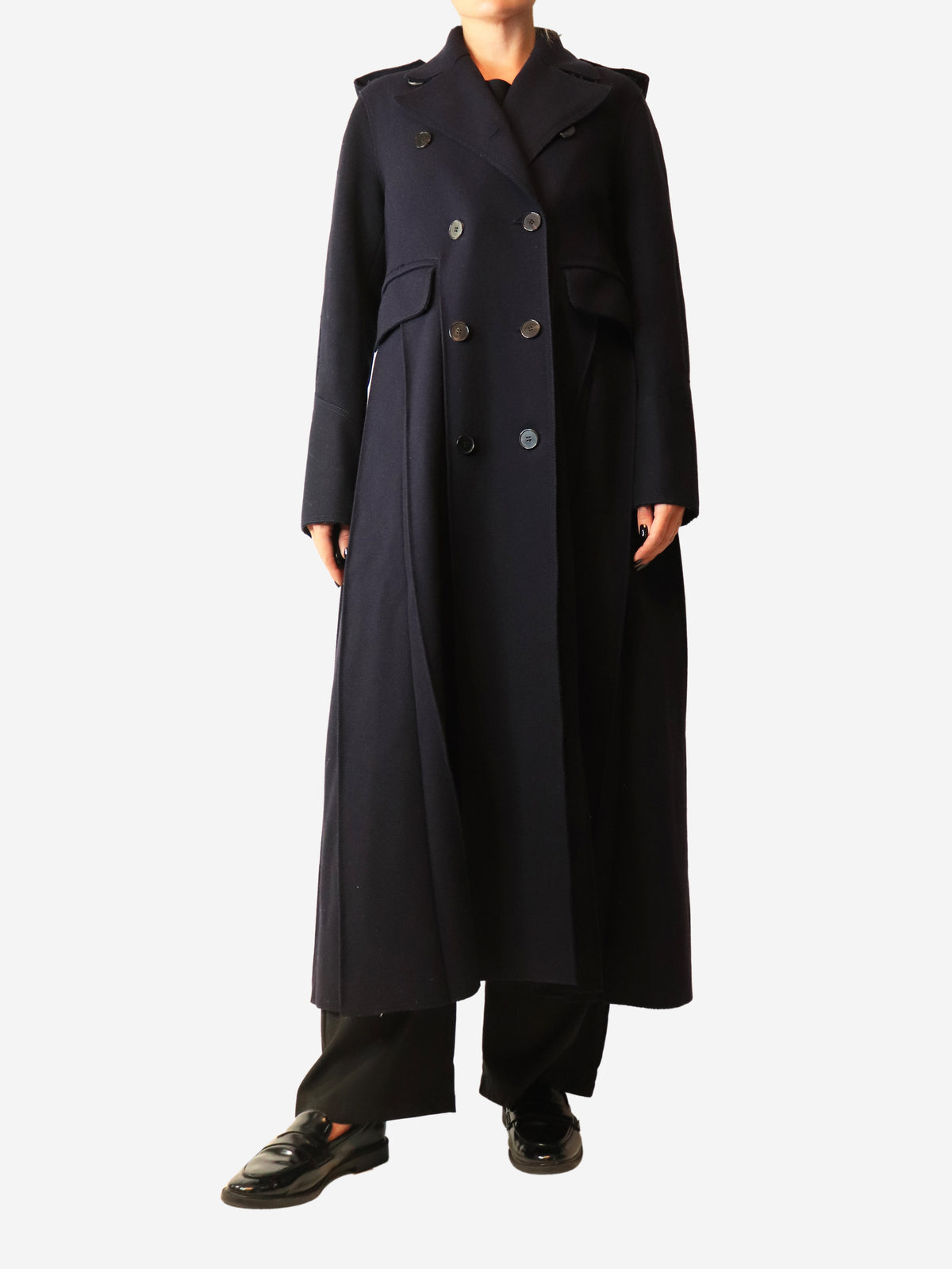 Navy trench wool coat - size UK 10