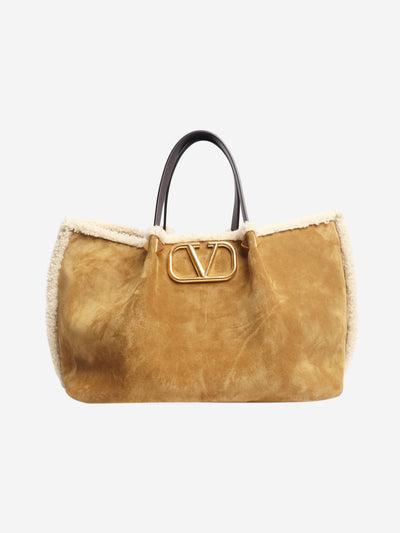Brown Vlogo shearling tote bag Tote Bags Valentino 