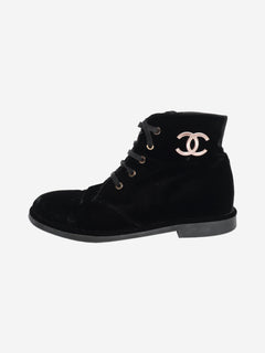 Black velvet ankle boots - size EU 38.5 Boots Chanel 