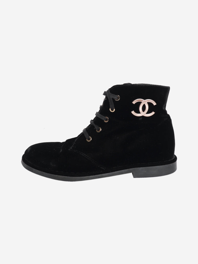 Black velvet ankle boots - size EU 38.5 Boots Chanel 