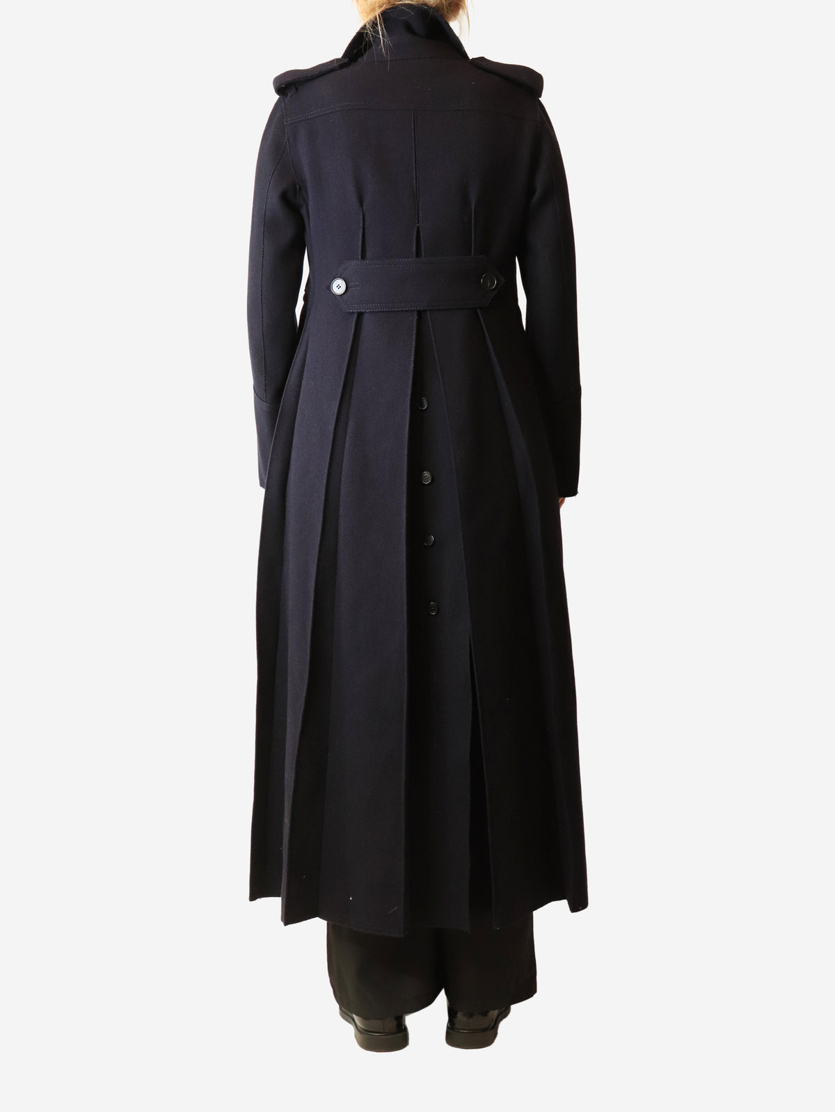 Navy trench wool coat - size UK 10