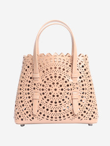 Alaia Neutral Le Mina laser-cut leather crossbody bag